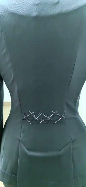 Редингот АМ super stretch collection (серо-зеленый, стразы)